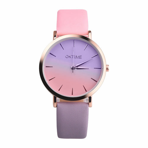 2018 Fashion WristWatch Retro Rainbow Design Women Dress Watch Quartz Leather  Watches gift for lovers Montre Relogio  #D